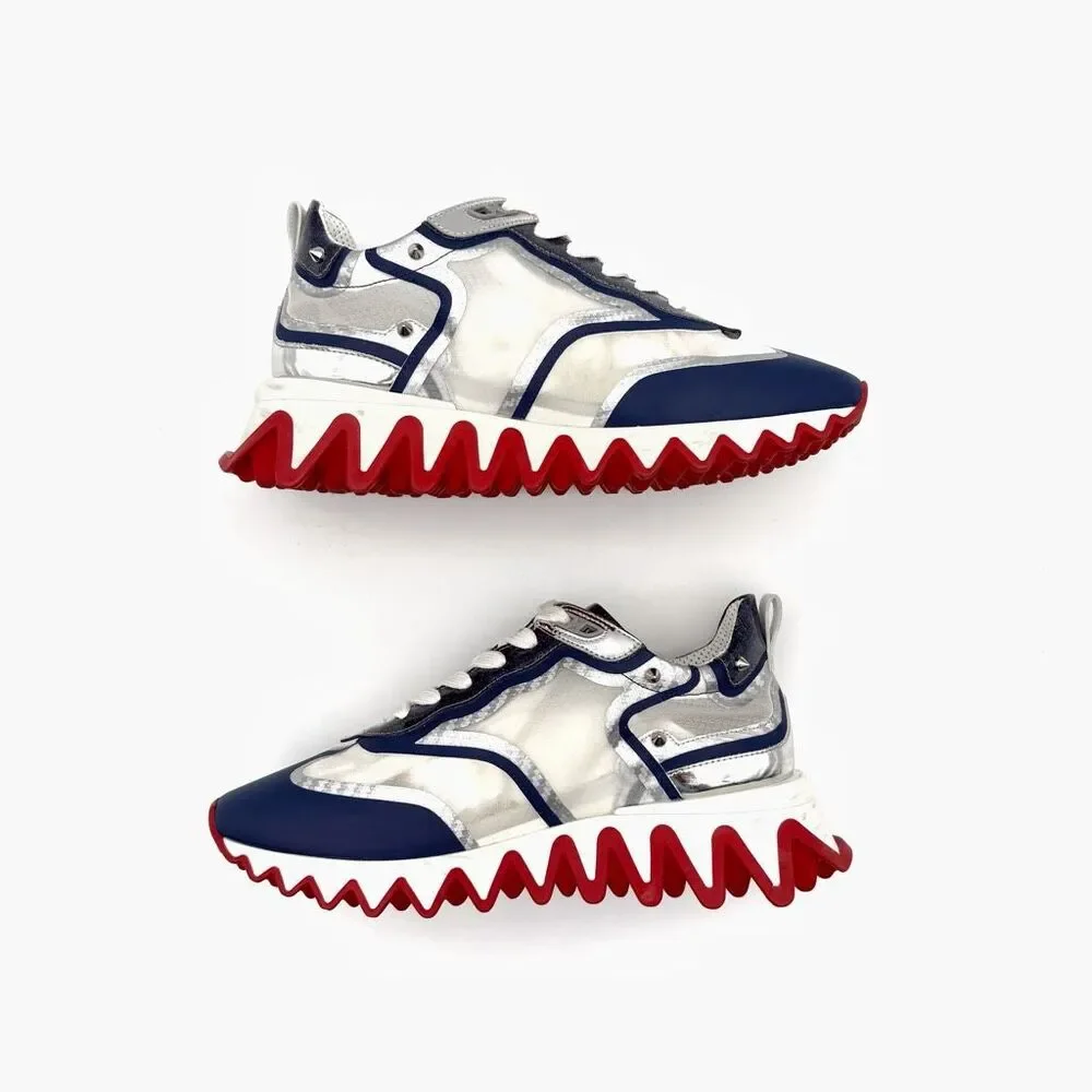 CHRISTIAN LOUBOUTIN Sharkina Blue Mesh Sneaker Size 38 US 8 Low Top Lace Up